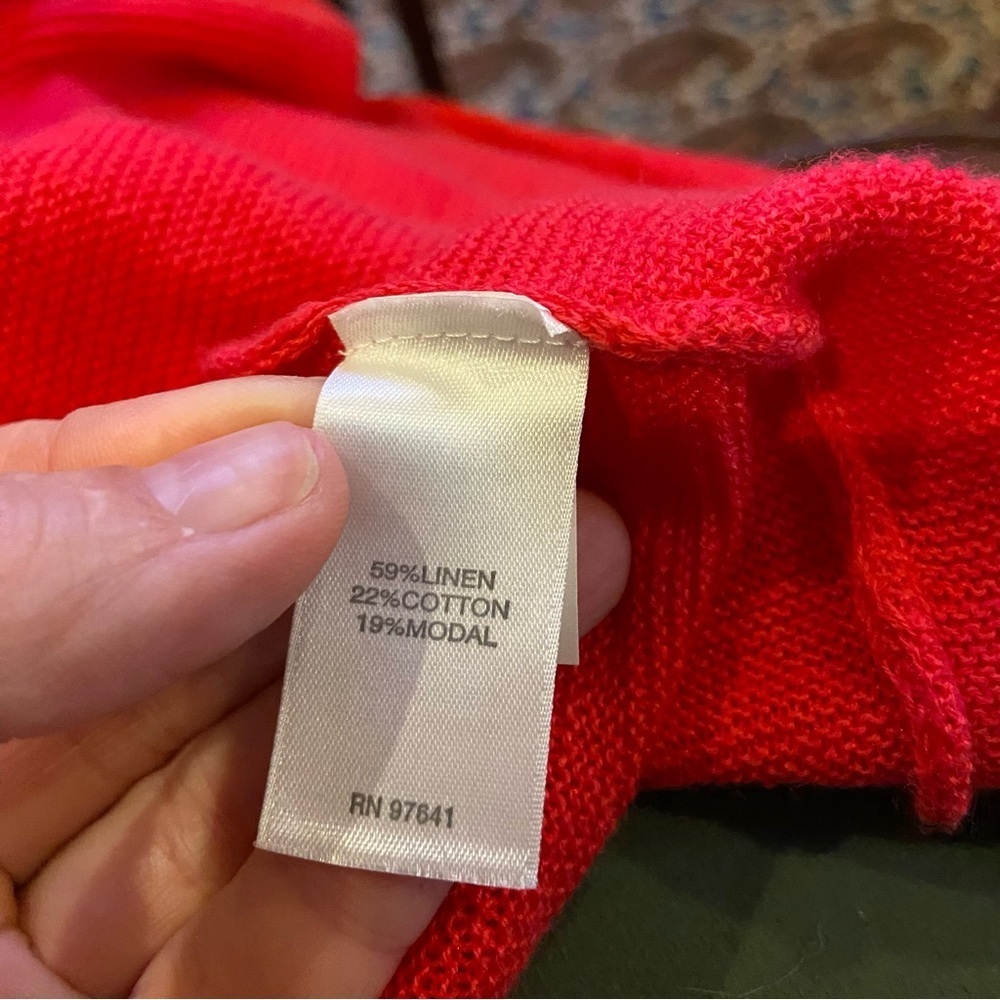 J. Jill Linen Blend Long Open Cardigan Hibiscus Size 2X Lightweight Layering - Picture 8 of 11